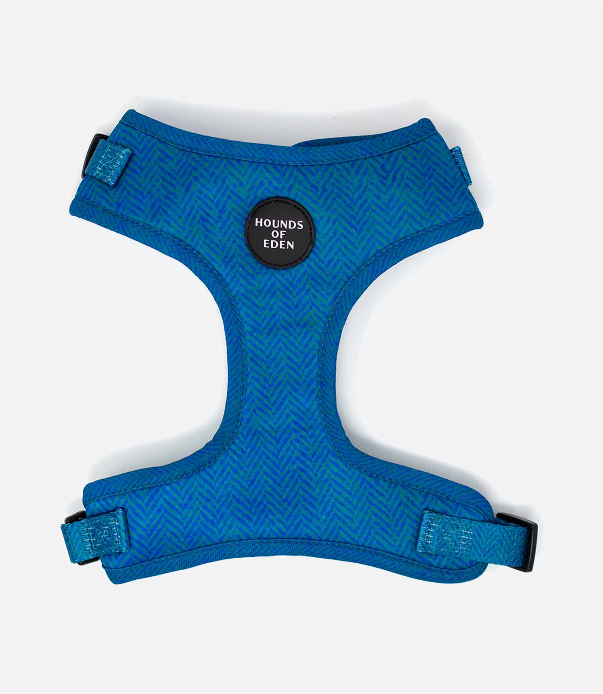 Hounds of Eden 'Bruce' - Blue & Teal Herringbone Dog Harness - Nest Pets