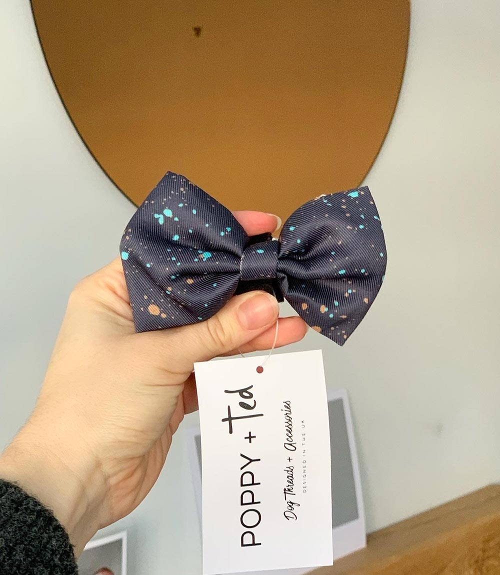 Poppy + Ted - Walk + Wear Gold Dust Dog Bow Tie - Nest Pets