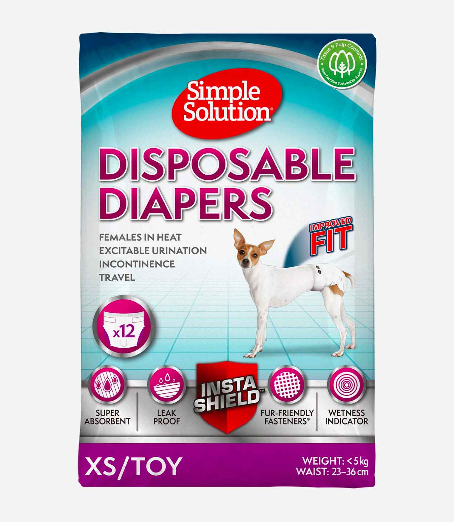 Simple Solution Disposable Diaper - 12 Pack - Nest Pets