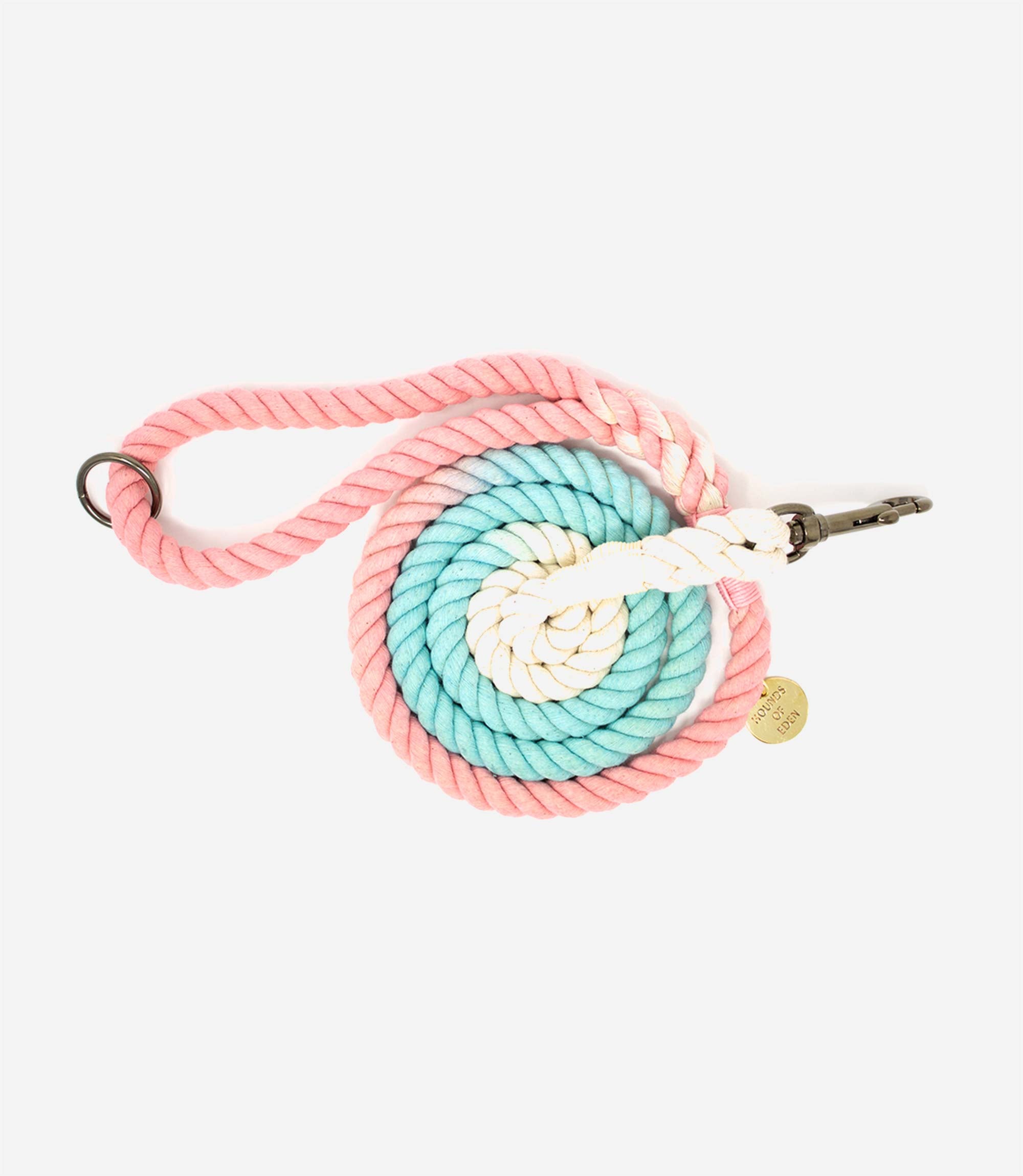 Hounds of Eden - Ombre Pastel Pink & Teal Cotton Rope Dog Lead - Nest Pets