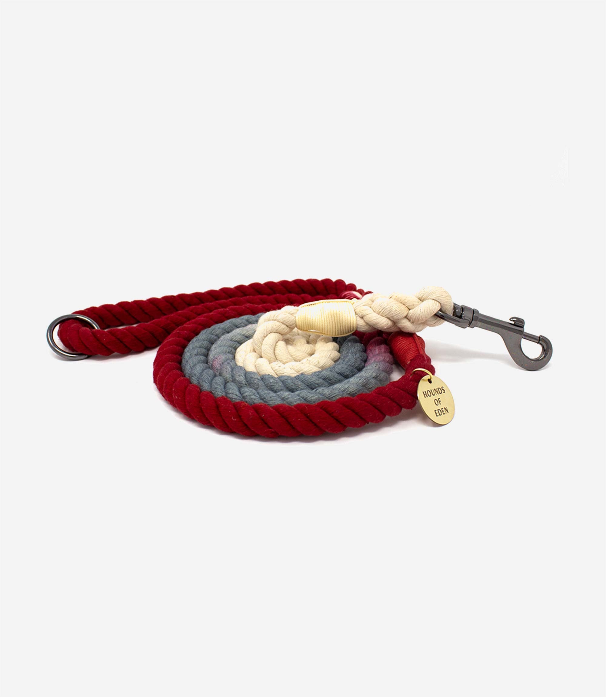 Hounds of Eden - Ombre Red & Grey Cotton Rope Dog Lead - Nest Pets