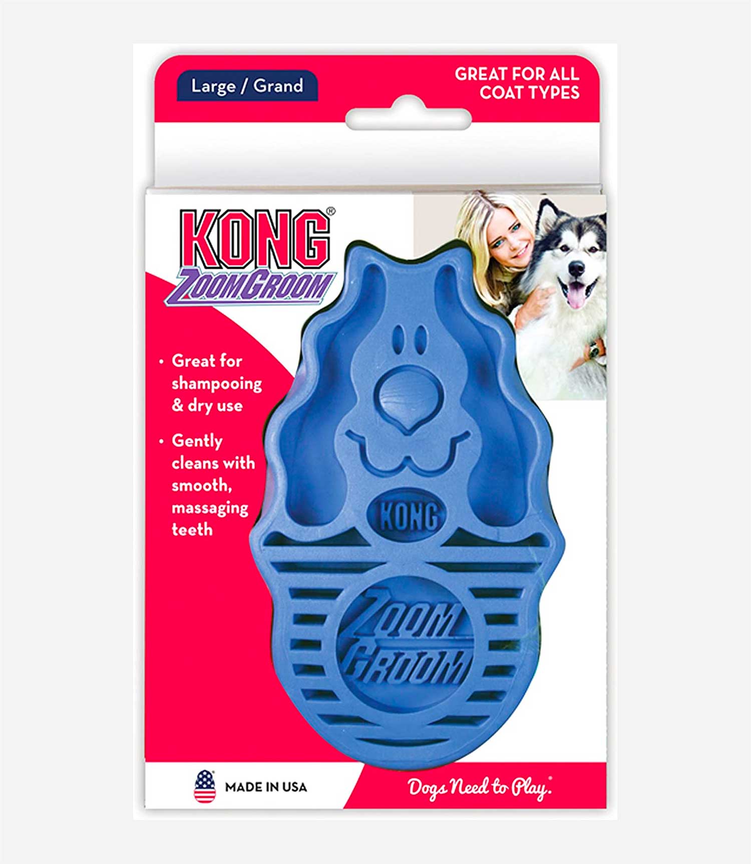 Kong Zoom Groom Dog Brush Massage - Nest Pets