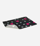 Vetbed Nonslip Charcoal with Cerise Hearts and White Paws for Dogs