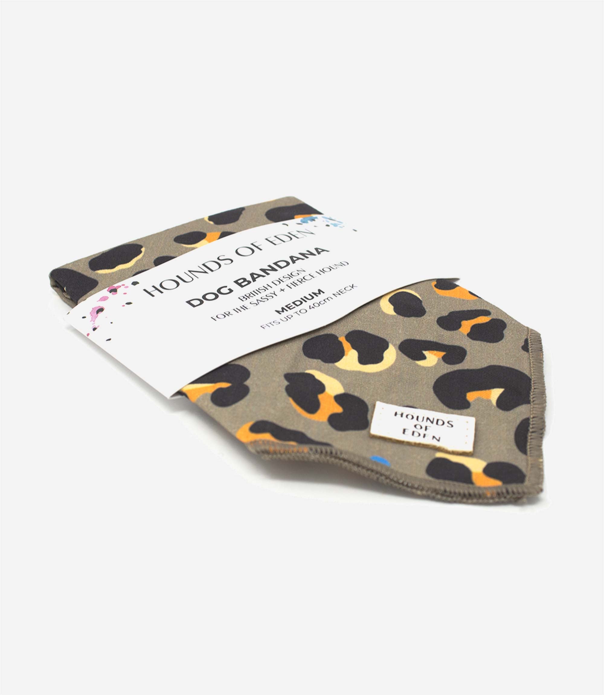 Hounds of Eden 'Steel Leopard' - Khaki/Grey Cotton Dog Bandana - Nest Pets