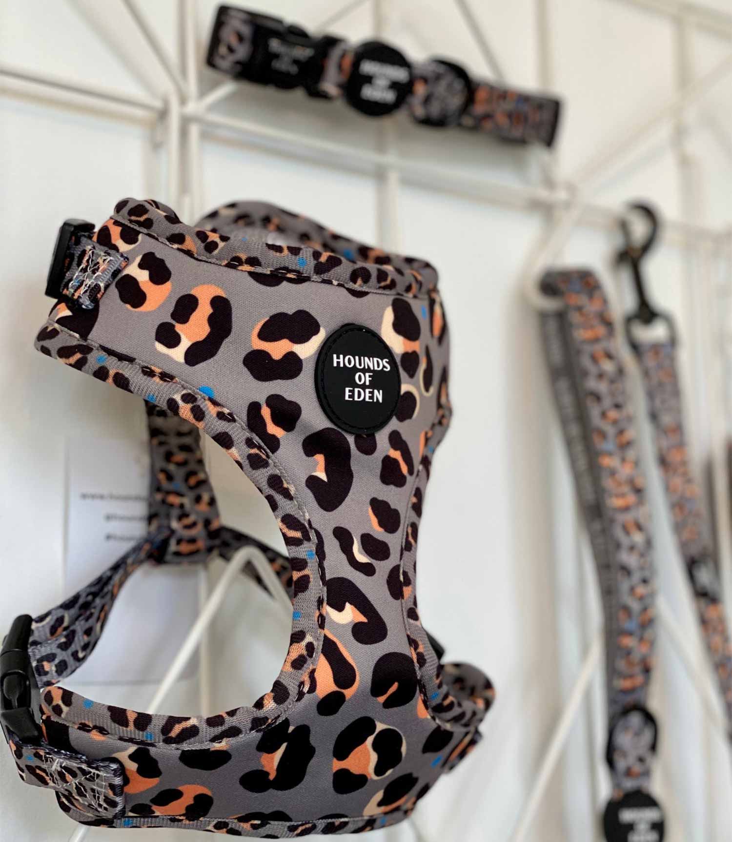 Hounds of Eden 'Steel Leopard' - Khaki/Grey Dog Collar - Nest Pets