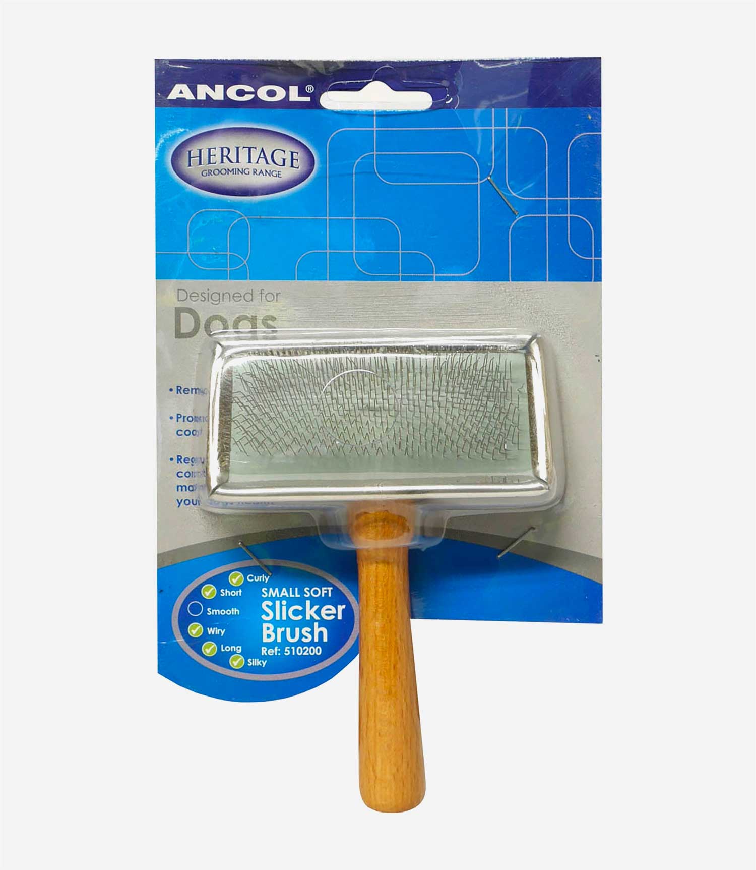 Ancol Ergo Wooden Handle Slicker Brush - Nest Pets