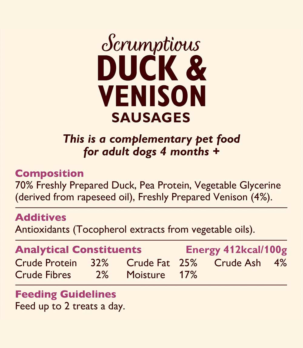 Lily's Kitchen Dog Duck & Venison Sausage Dog Treats - 70g - Nest Pets