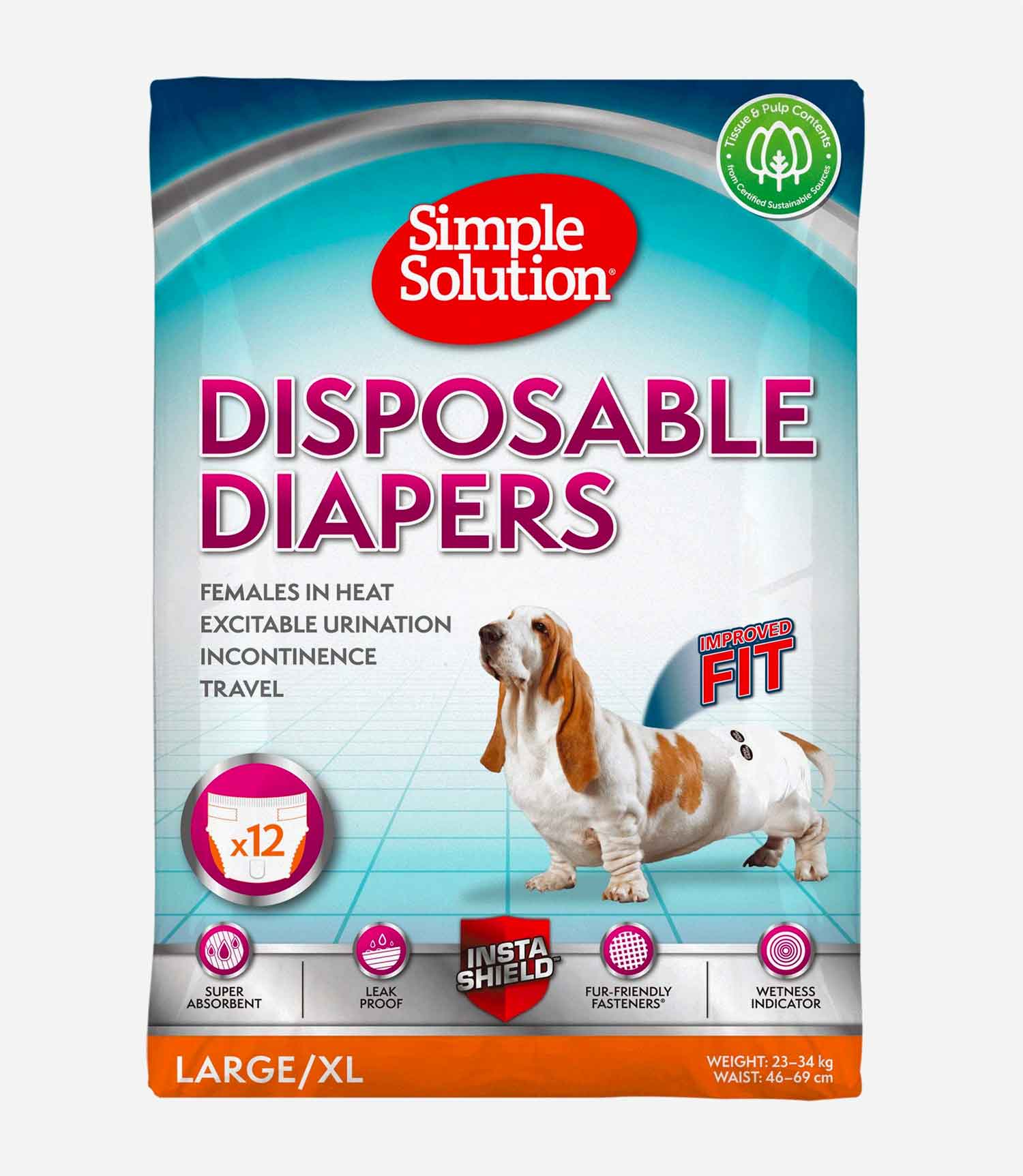 Simple Solution Disposable Diaper - 12 Pack - Nest Pets