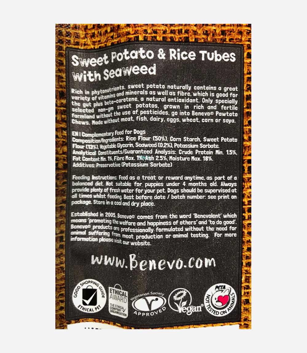 Benevo Pawtato Tubes Seaweed Dog Treats - 90g - Nest Pets