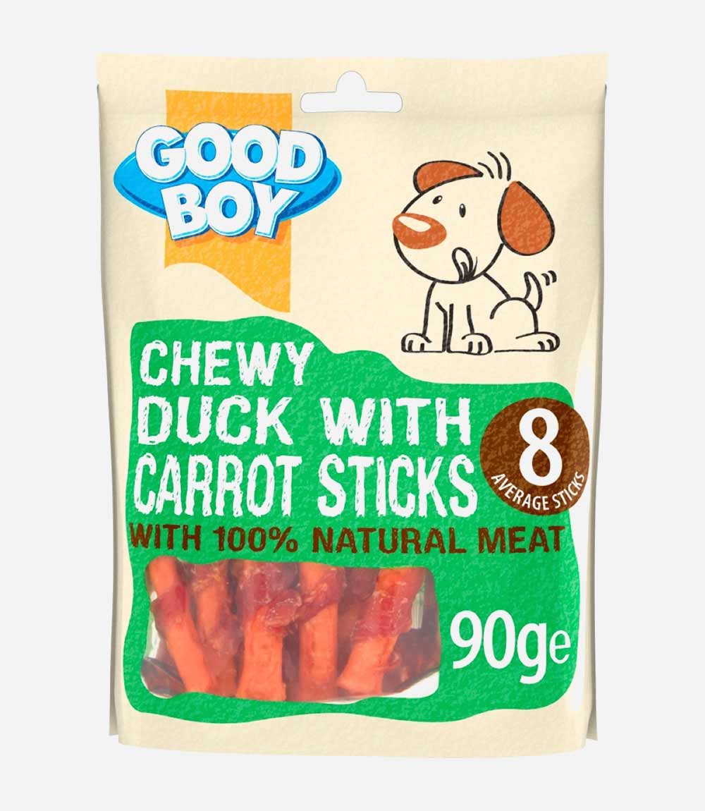 Good Boy Chewy Duck & Carrot Sticks Dog Treats - 90g - Nest Pets