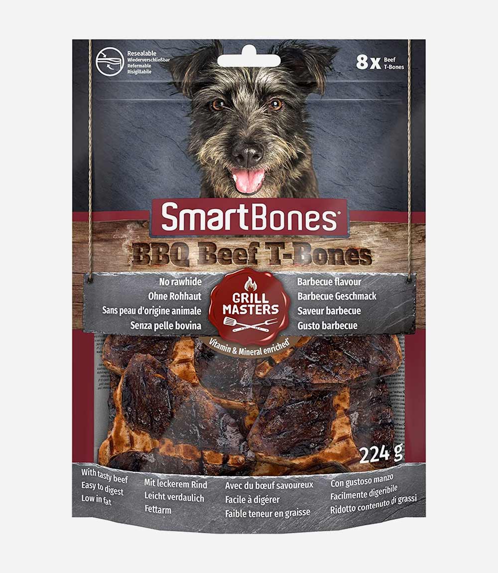 SmartBones Grill Masters BBQ Beef T-Bones Dog Treats - 8 Bones - Nest Pets