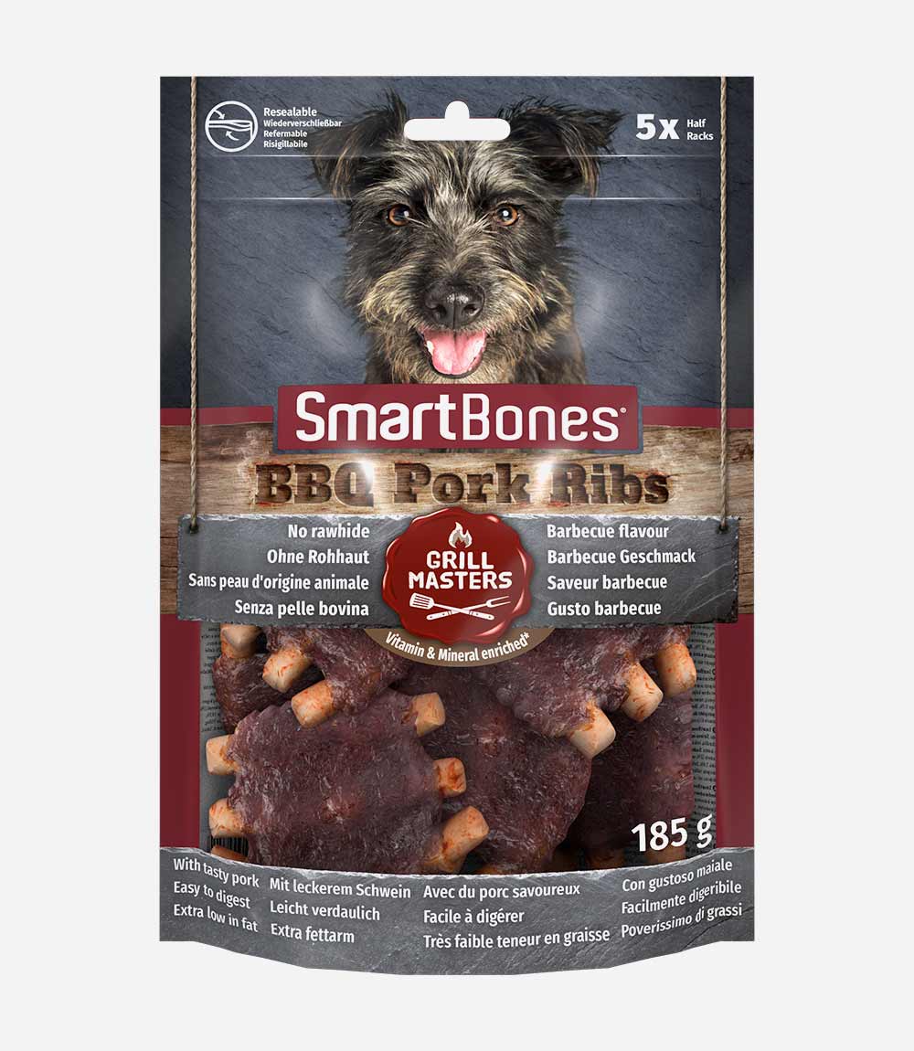 SmartBone Grill Masters BBQ Pork Ribs Dog Treats - 5 Ribs - Nest Pets