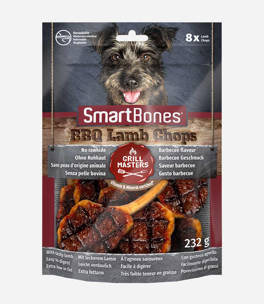 SmartBone Grill Masters BBQ Lamb Chops Dog Treats - 8 Chops - Nest Pets