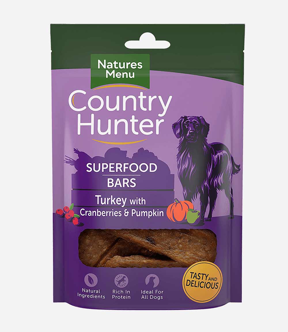 Country Hunter Superfood Bar Turkey with Cranberries & Pumpkin Dog Treats - 100g - Nest Pets